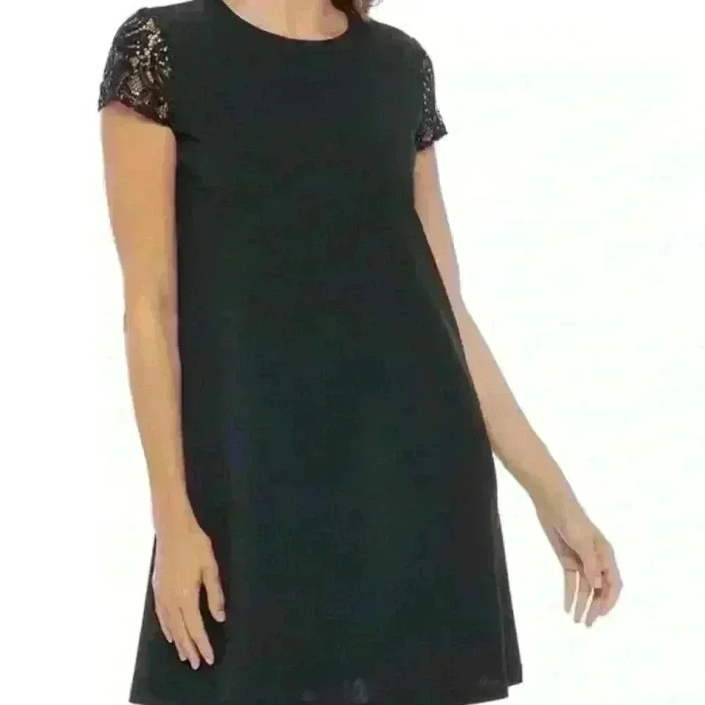 Marina Black Mini Dress Lace/Sequin Short Sleeves Women Size 14